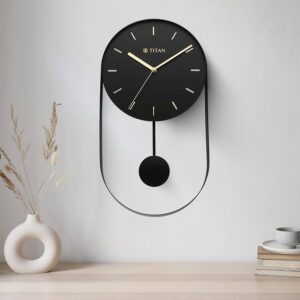 Titan Premium Black Metal Pendulum Wall Clock